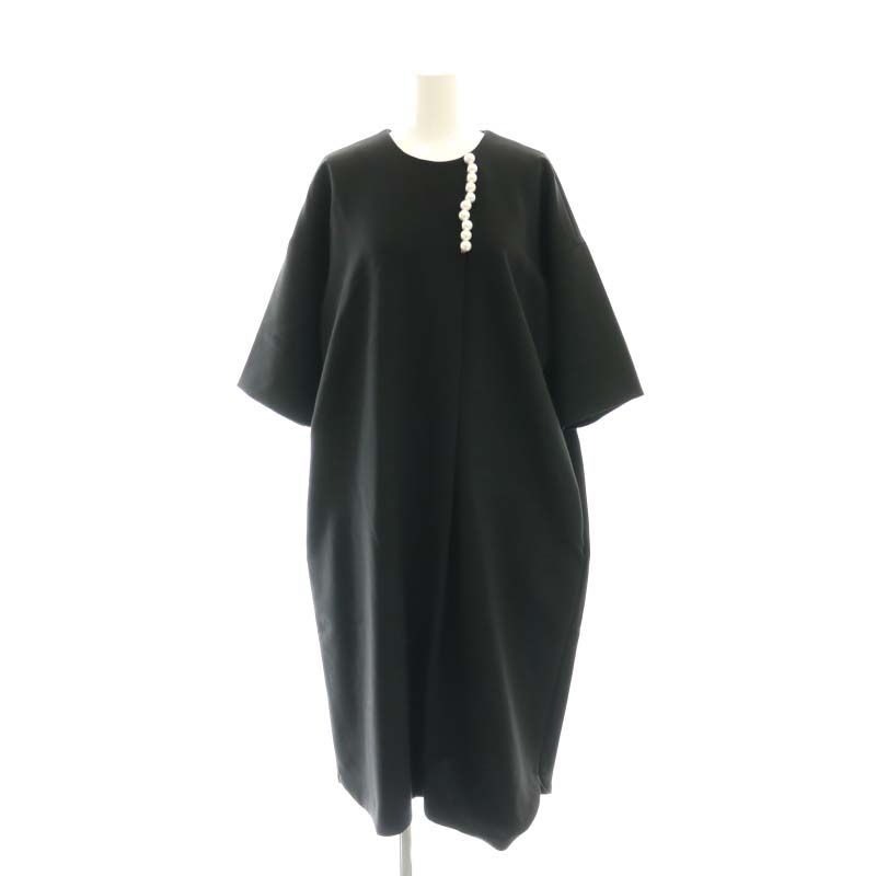 ヨーコチャン YOKO CHAN フェイクパールワンピース ロング 七分袖 36