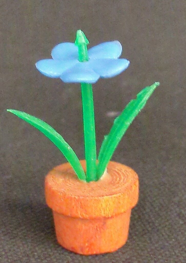 江崎グリコ ポリ/木製 鉢植え(青い花） 28mm