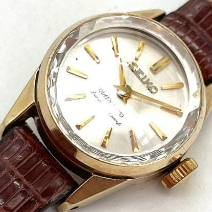 アンティーク SEIKO セイコー QUEEN SEIKO ゴールドカラー ラウンドケース カットガラス 手巻き機械式 レディースウォッチ