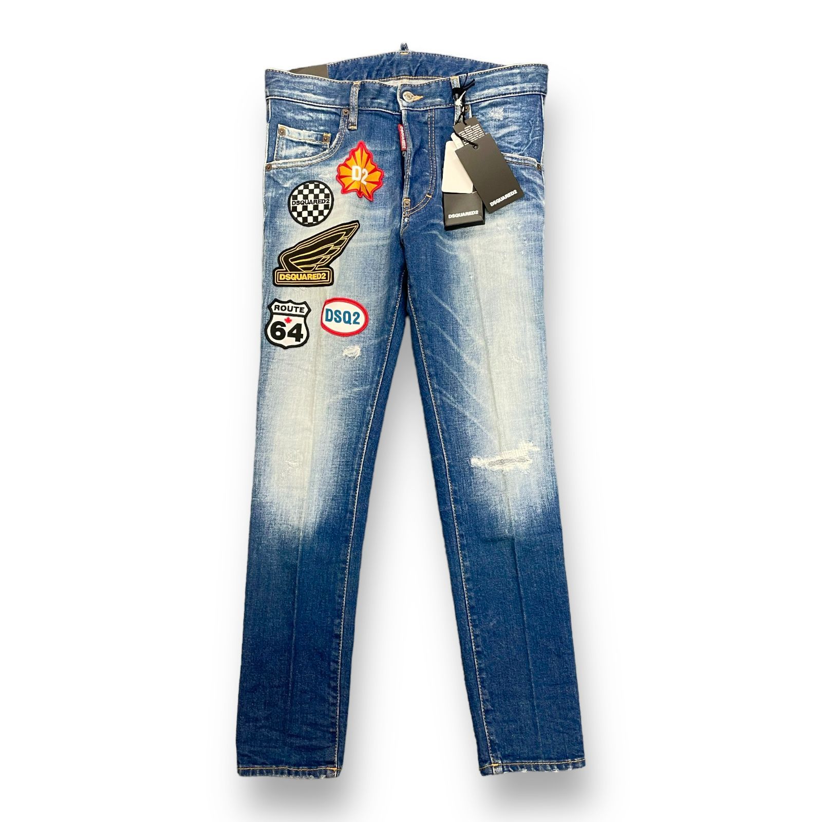 定価102300円 国内正規 未使用 Dsquared2 SKATER JEAN スケータージーンズ ワッペン デニム ダメージ加工  ディースクエアード S74LB0721 44 50643A