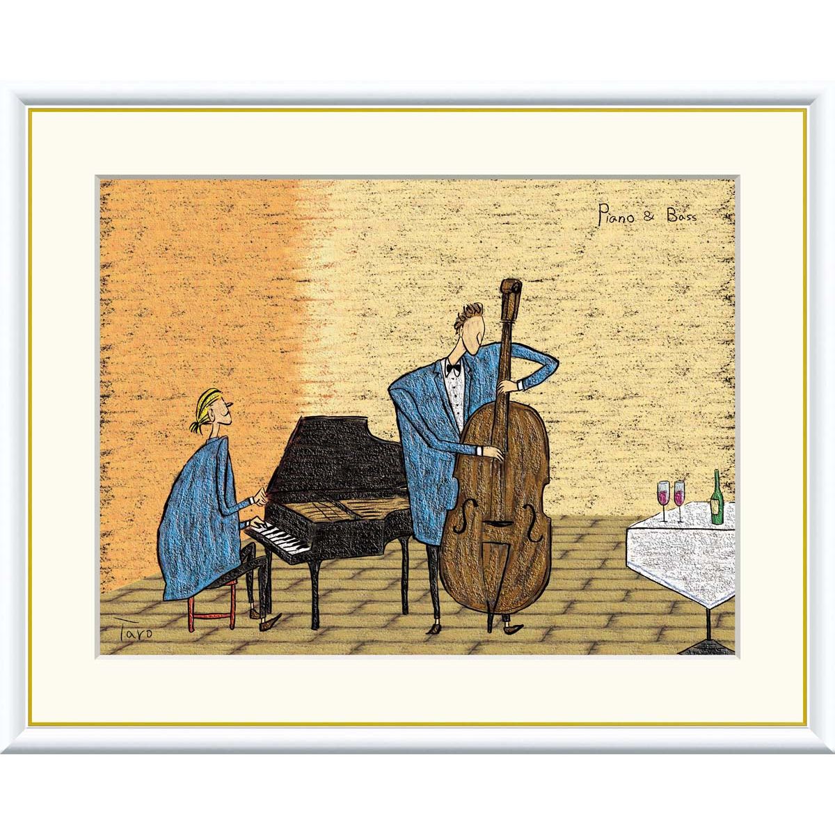 絵画 現代アート ジャズ プレイヤー 橋北太郎 額入り インテリア アート 額絵 高精彩複製画 f8号サイズ 送料無料