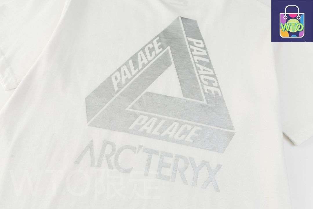 メタリックシルバープリントTシャツ -WT