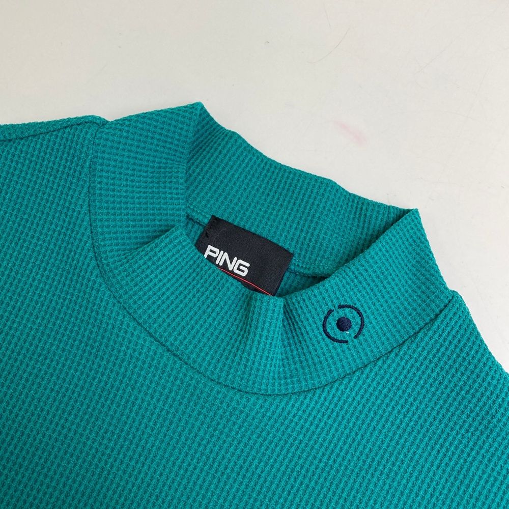 サイズ：M PING ピン 2024年モデル ハイネック 半袖Tシャツ  グリーン系 [240101497815] ゴルフウェア メンズ ストスト サイズ：M PING ピン 2024年モデル ハイネック 半袖Tシャツ