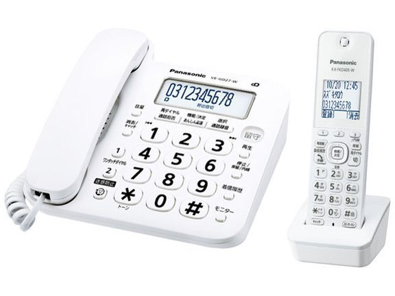 Panasonic パナソニック コードレス電話機 子機1台付き VE-GD27DL-W ホワイト