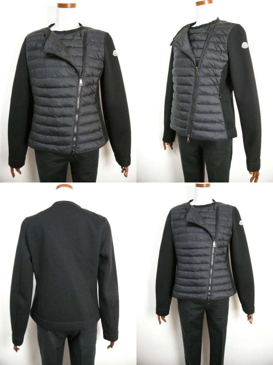サイズS■新品 本物■モンクレール ライダース型ダウンジャケット 黒 レディース MONCLER モンクレール ダウン ダウンジャケット アウター