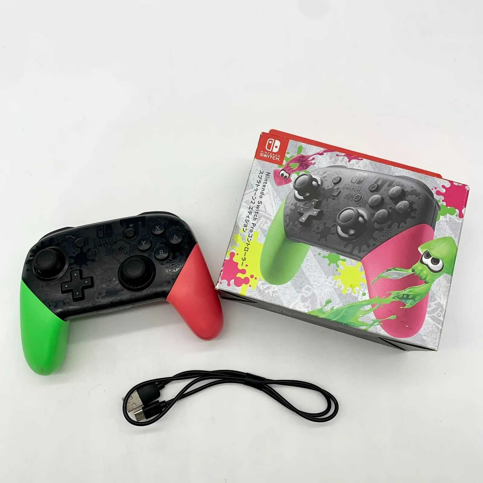 ▽【通電確認】Nintendo Switch Proコントローラー スプラ
