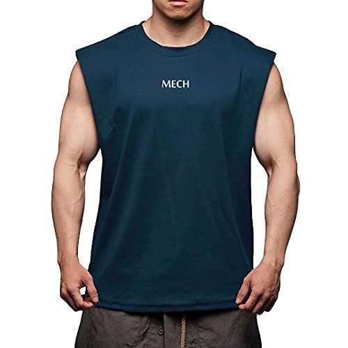 XL_ブルー [メチーエング] タンクトップ メンズ Tシャツ トレーニング ノースリーブ 袖なし ランニング ジム ウェア 筋トレ トップス カジュアル ブルーXL