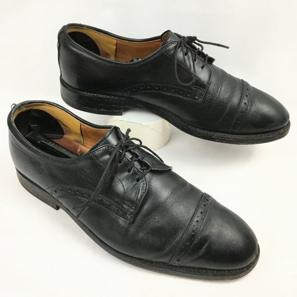 80s-90s?Vintage★ハンドメイド　キャップトゥシューズ〈黒/BLACK/ブラック〉　サイズ8.5E　26.5程度/men's 管NO.ZE-162 80s-90s?Vintage☆ハンドメイド キャップトゥシューズ〈黒/BLACK