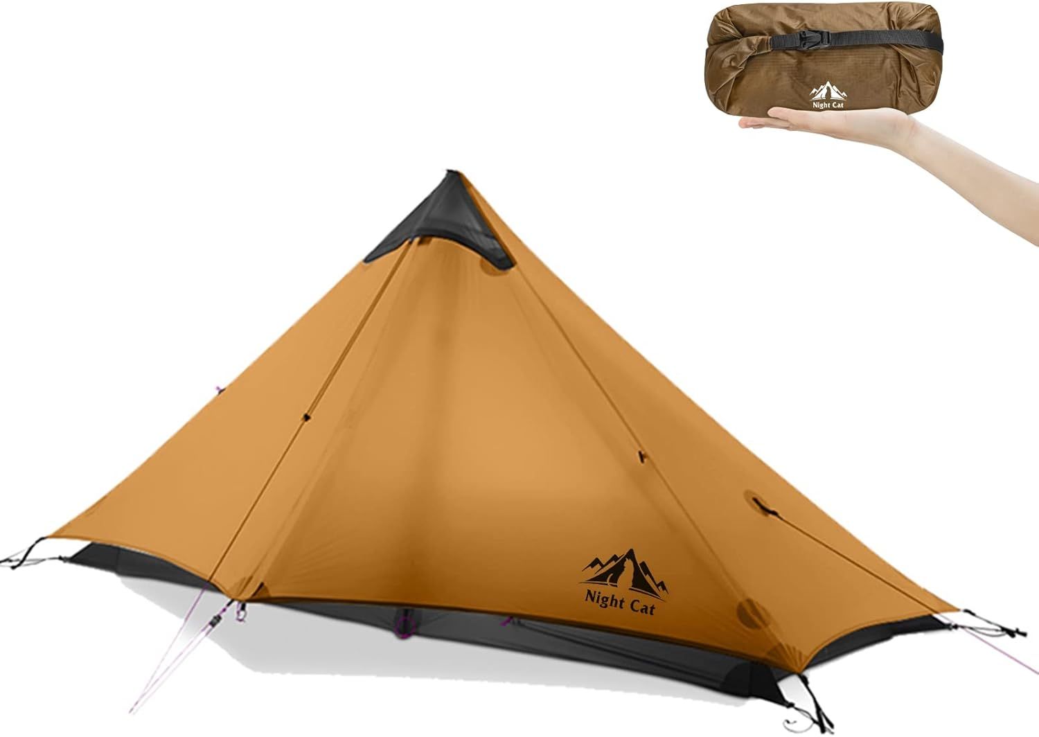 Night Cat 超軽量1 2人用テント 防水 プロキャンプテント 登山 バックパッキング ハイキング ビビーテント 二層構造 耐水圧5000㎜ 大雨対策 3シーズン トレッキングポール別売
