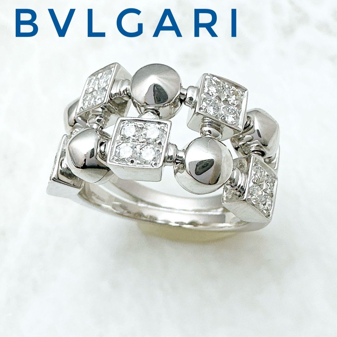 美品?BVLGARI ルチア ダイヤモンド ホワイトゴールド リング 50 約10 