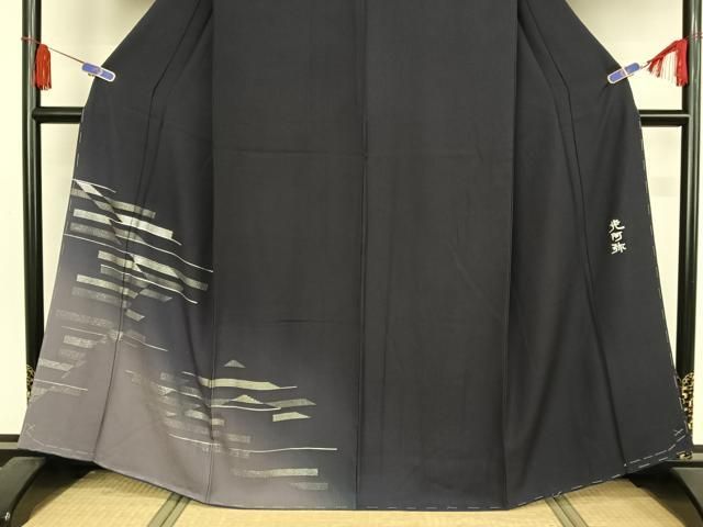 平和屋着物●金彩友禅　卓越技能者・名工・和田光正監修　光阿弥　訪問着　縞　暈し染め　銀彩　正絹　逸品　未使用　AAAX0359np 平和屋着物○金彩友禅 卓越技能者・名工・和田光正監修 光阿弥 訪問着