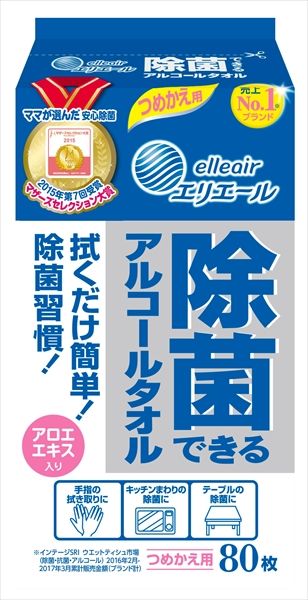 まとめ買い-24点セット Ｅ除菌アルコールタオル詰替８０枚 大王製紙 ウェットティッシュ