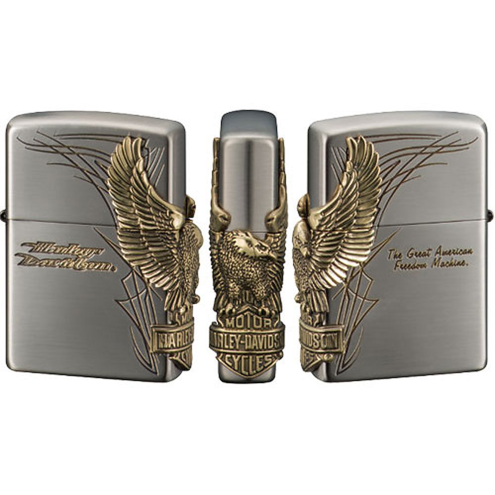 Zippo ジッポーライター HARLEY-DAVIDSON Japan 限定モデル HDP-66 サイドメタル アンティークゴールド シルバー