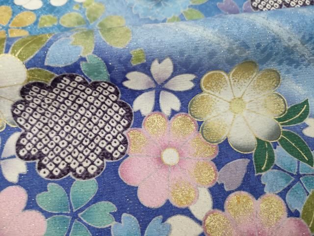 平和屋着物○訪問着 紬地 刺繍 流水舞花文 金彩 正絹 逸品 DAAS2386tw