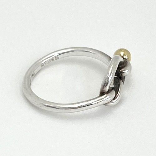 TIFFANY　925/750　ラブノットリング　　中古品 ティファニー フック&アイ ラブノットリング 750 925 コンビ