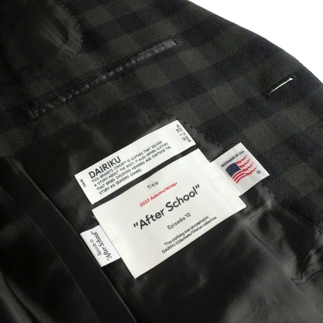 ダイリク DAIRIKU 22AW D School Check Tailored Jacket ワッペン付き
