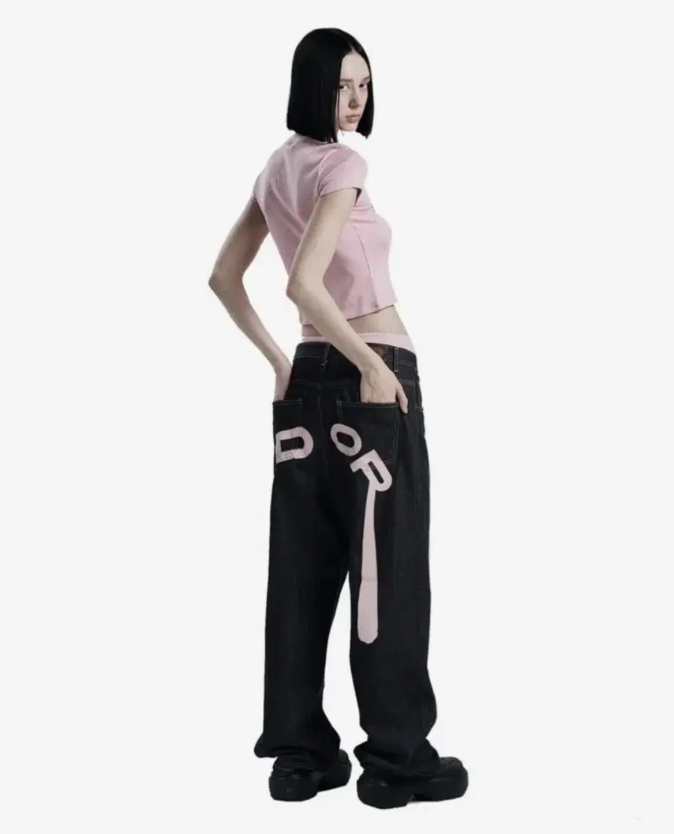 ODOR オドア ロゴ ドロップ ピンク デニム odor logo drop pink 1