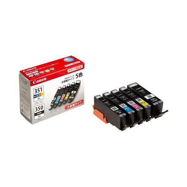 P４倍 7/11は楽天勝利でさらにPアップ】 (まとめ) キヤノン Canon インクタンク BCI-351XL+350XL／5MP 5色マルチパック 大容量 6552B001 1箱（5個：各色1個）  