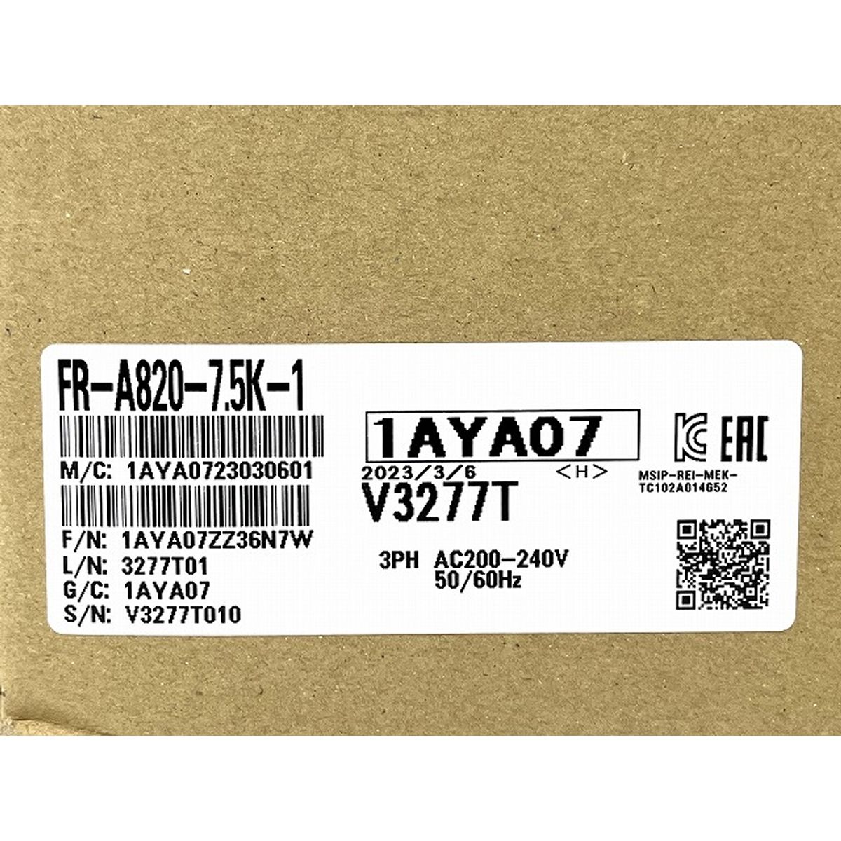 三菱電機 FR-A820-7.5K-1 インバータ FREQROL-A800シリーズ 三相200V 未使用 O9275007 - メルカリ