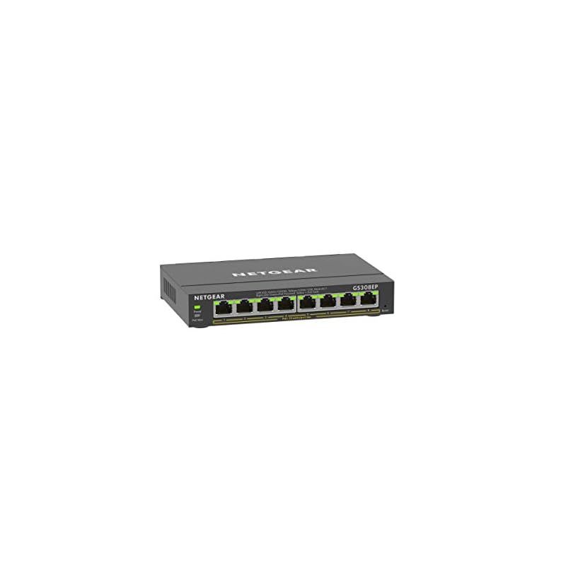 ネットギア アンマネージプラス スイッチングハブ ギガ8ポート PoE 対応 全体62W 卓上型コンパクト GS308EP VLAN QoS 静音ファンレス 省電力 5年 1