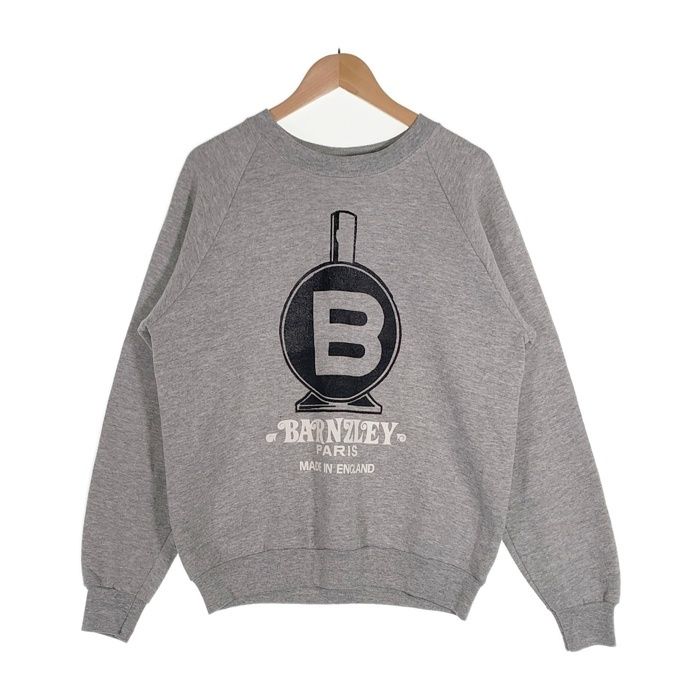 80's BARNZLEY PARIS プリント クルーネックスウェットトレーナー グレー アイルランド製 SCREEN STARS Size M 80's BARNZLEY PARIS プリント クルーネックスウェットトレーナー