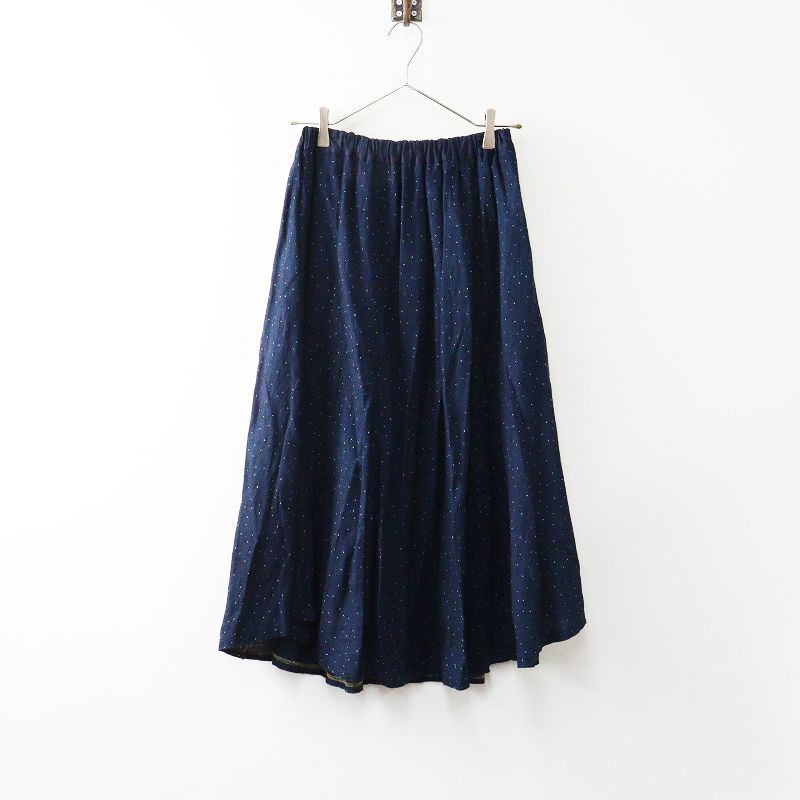2025年 パラスパレス pal las palace コットンガーゼドットプリントイージーフ ロングスカート 0 ネイビー┃水玉 2400014647112