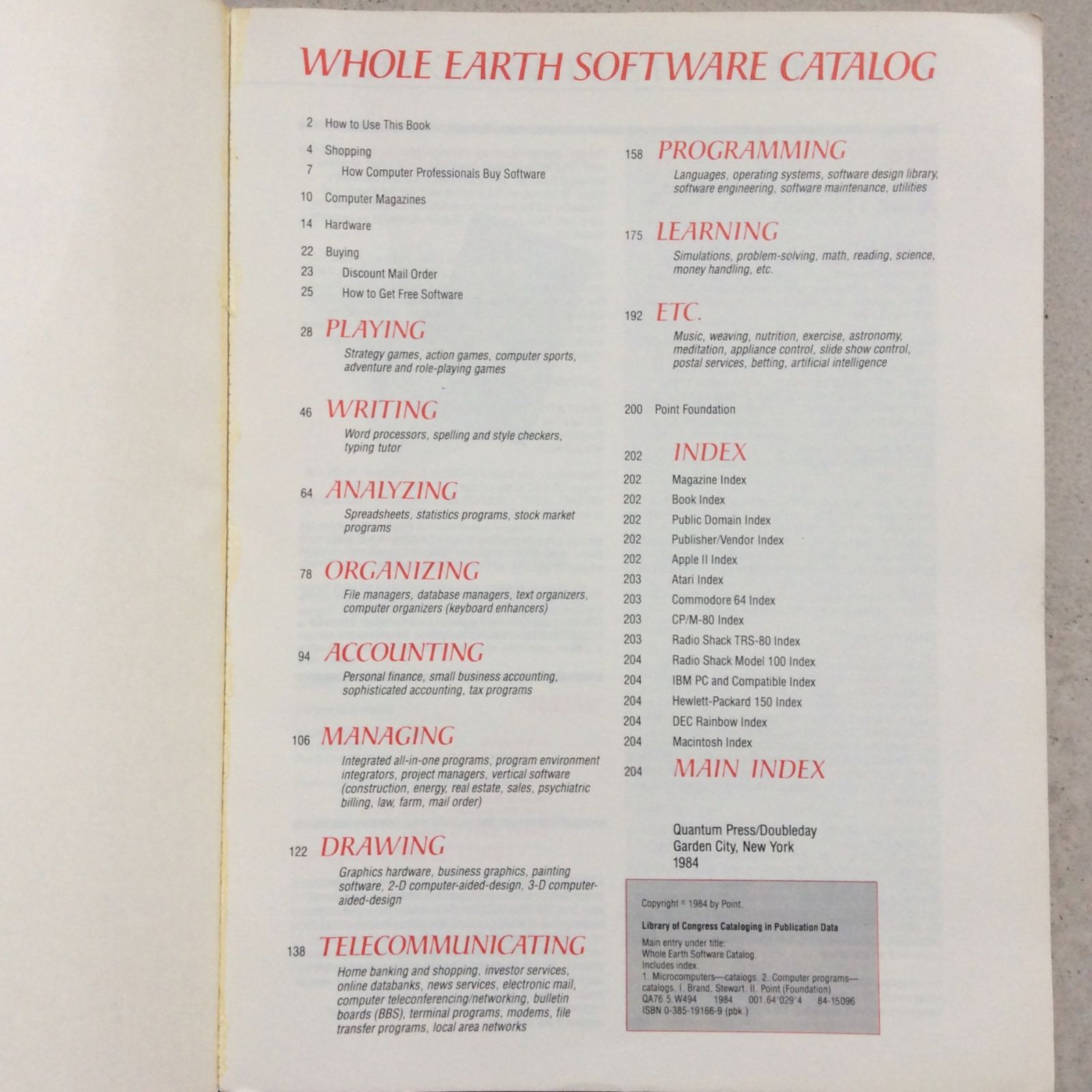 Whole Earth Software Catalog ホールアースカタログ - CATALOG&BOOKs