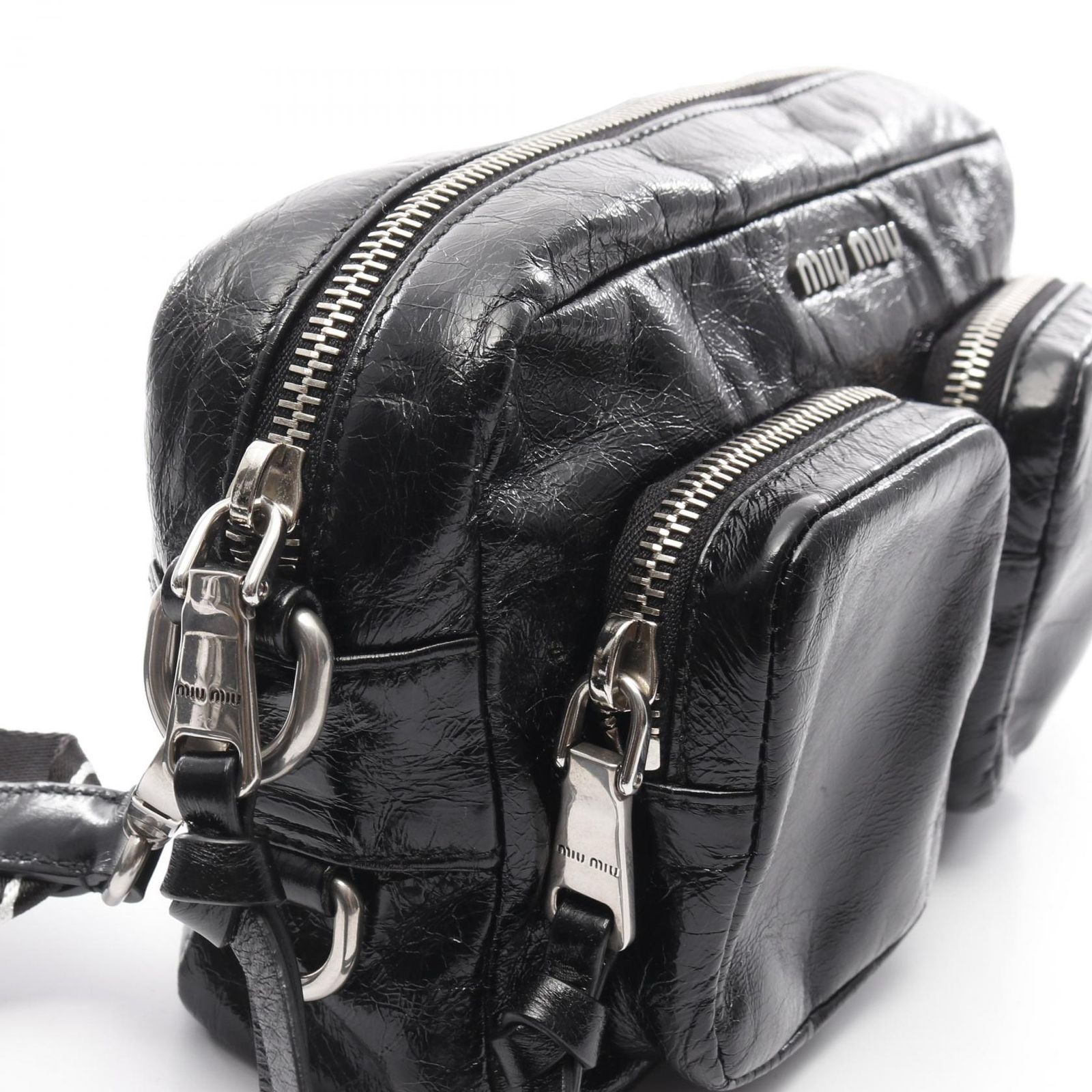 極美品】ミュウミュウ ショルダーバッグ サコッシュ レザー 黒