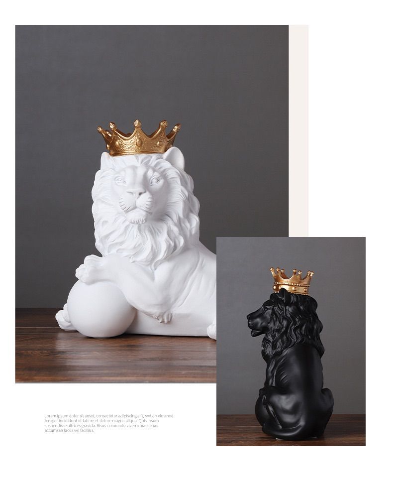 ロイヤルクラウンライオン 王冠 オブジェ 彫刻 動物 置物 サングラス
