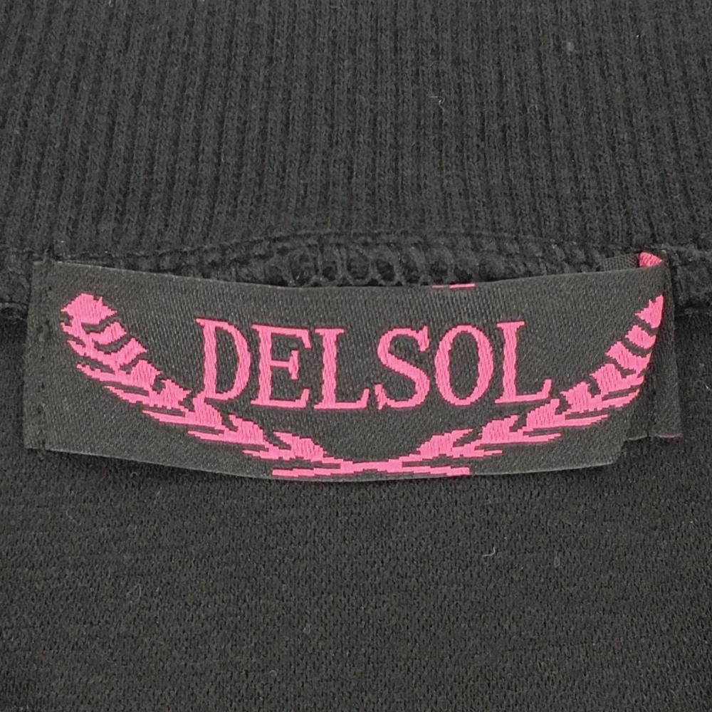 デルソル ジャケットブルゾン 黒×ベージュ 千鳥格子 ロゴワッペン