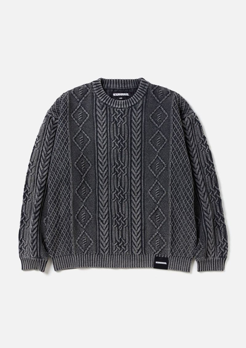 NEIGHBORHOOD 24213NH-KNM01 M コットン NEIGHBORHOOD WASHED CREWNECK ニット 24213NH-KNM01 - メルカリ