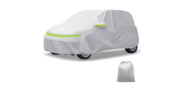 X AUTOHAUX トヨタ シエンタSIENTA 10系用 車ボディカバー 自動車カバー 防水生地-5層構造 裏起毛 塗装面保護 運転席ジッパー付き ドア開閉 防風ロープ 収納袋付き 日焼け 梅雨対策 車中泊 仮眠 暑さ対策 シルバー