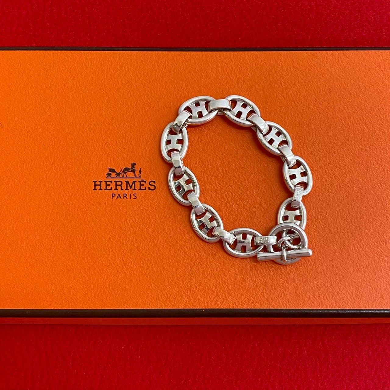 【HERMES】　バングル　ブレスレット　ヴィンテージ HERMES 極 美品 レア エルメス フロンテール シルバー