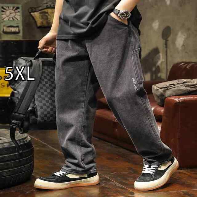 [5XL]秋冬 コーデ メンズ  服 シンプル ファッション オシャレ 大人 かっこいい 大きいサイズ ストリート 紳士服  黒 ストレート ジーンズ レトロ アメリカン ストリート カジュアル パンツ