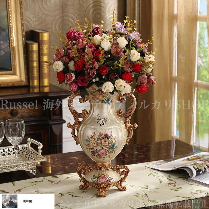 花瓶 アンティーク 生花 おしゃれ 北欧 ヨーロッパ 丸 大きいサイズ 大型 口が広い 韓国 モダン フラワーベース 花器 運気