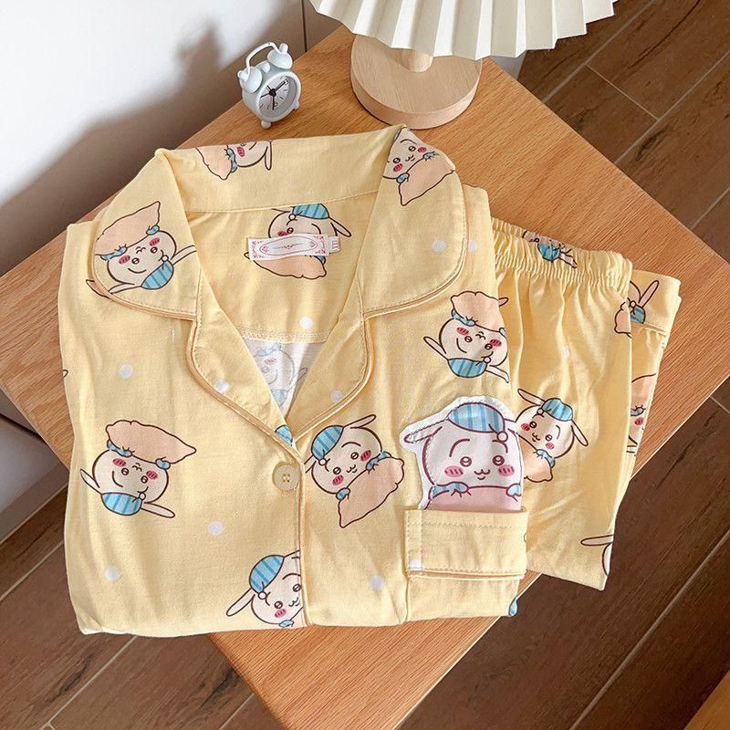 ちいかわ - ちいかわ　ハチワレ　ベロアパジャマ　上下セット　ルームウェア　レディース　L ハチワレ パジャマ ちいかわ 可愛い 前開き レディース ルーム