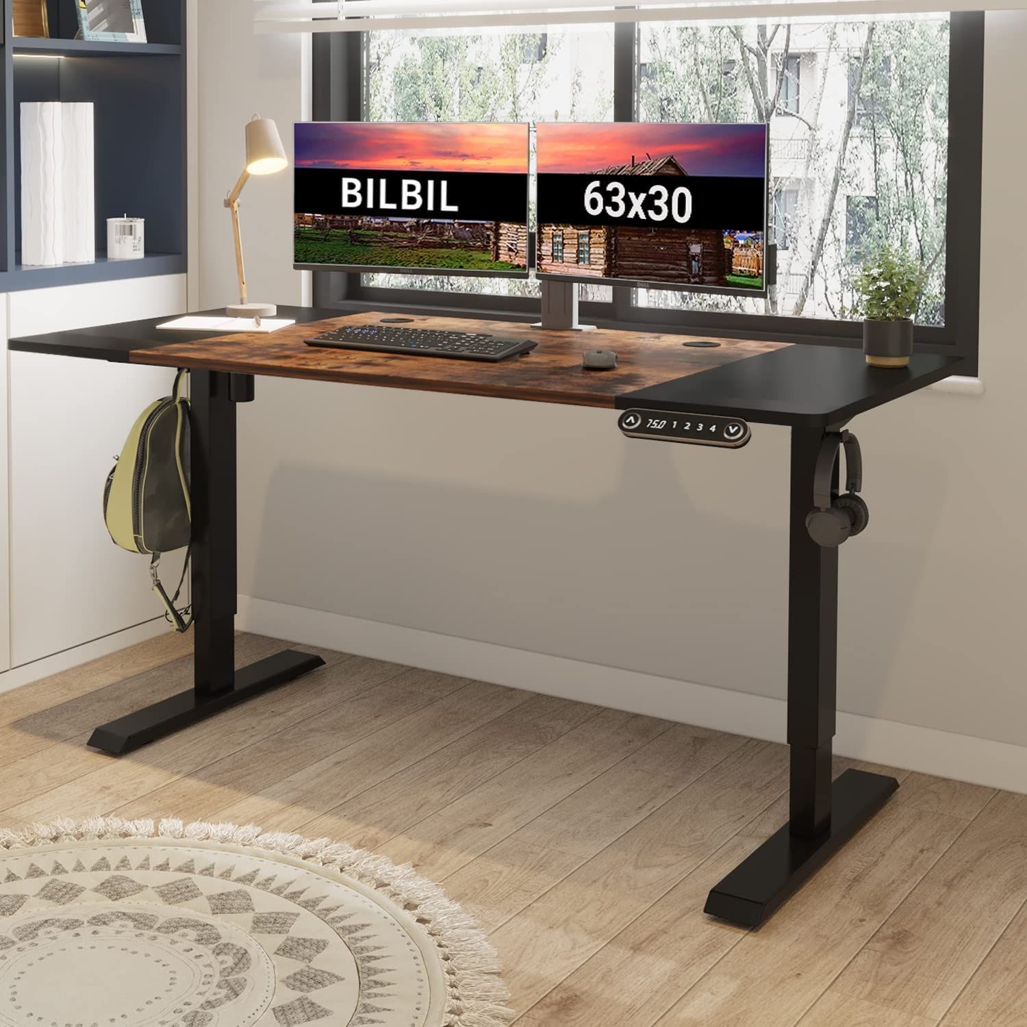 【色: ブラック】BilBil デスク パソコンラック つくえ 電動昇降式 机 Amazon | BilBil デスク パソコンラック つくえ 電動昇降式 机
