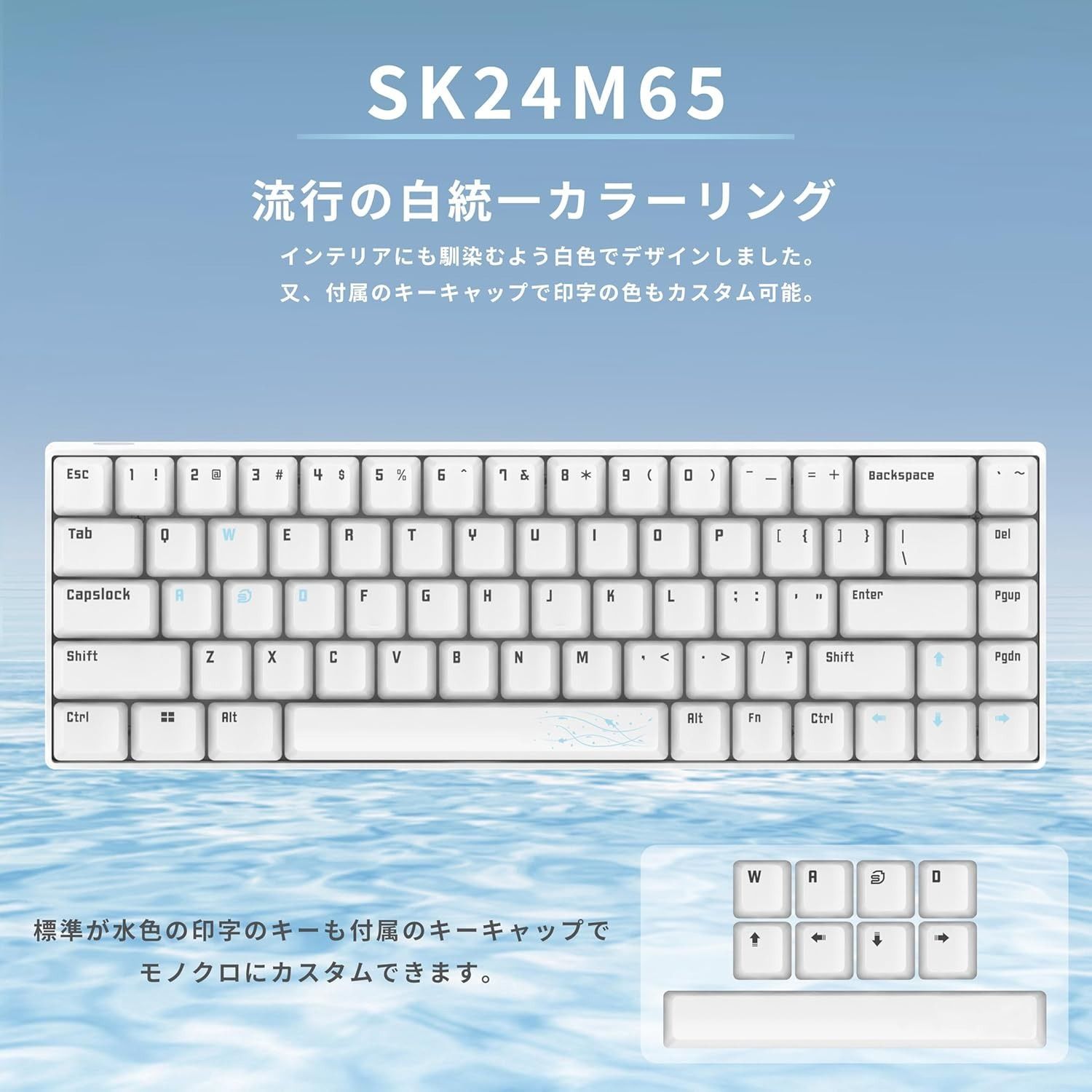 STORIA キーボード Mercury 65 ラピッドトリガー ラピットトリガー 英字配列 ゲーミングキーボード 白 透明キーキャップ マーキュリー 65% ポーリングレート 8000 Hz 対応 RGBライト