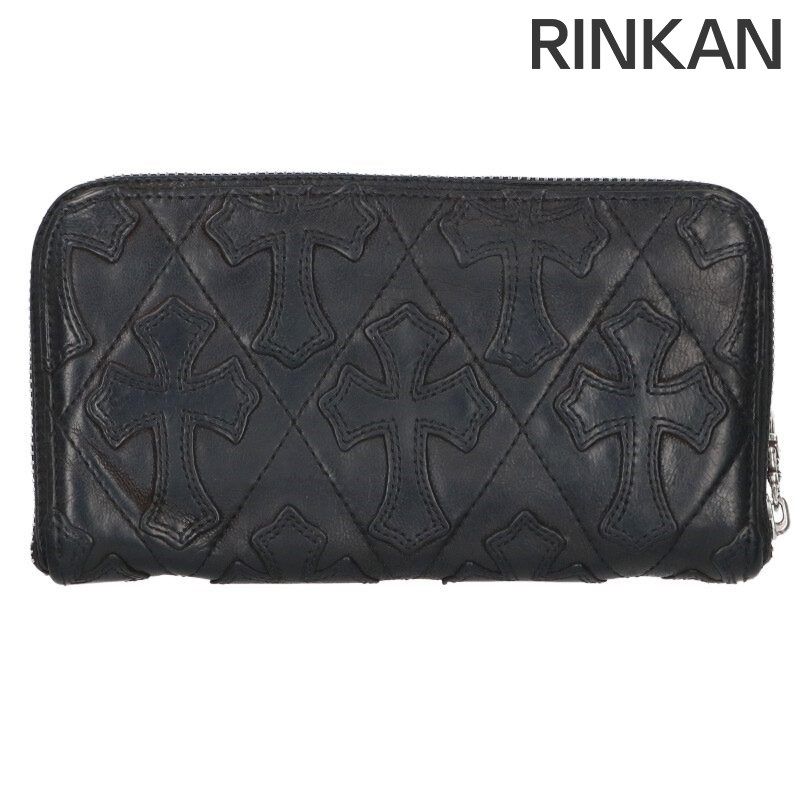 クロムハーツ  REC F ZIP/QUILTED セメタリークロスキルティングレザーウォレット財布 メンズ