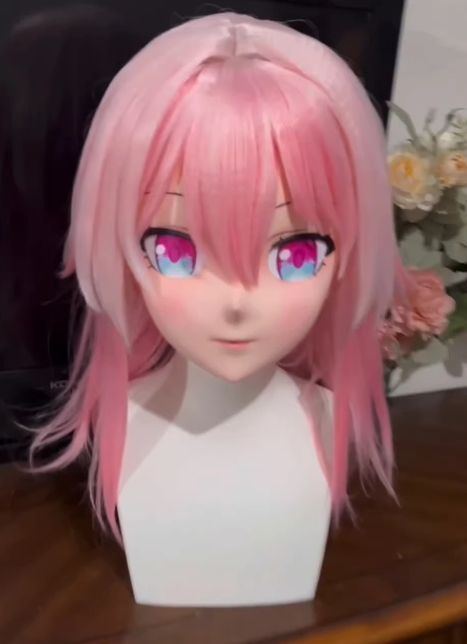 全頭マスク カツラ付き ロック付き NO.375 ドール ヘッドロリータ人形 コスプレ 変身 仮装 着ぐるみ kigurumi 二次元