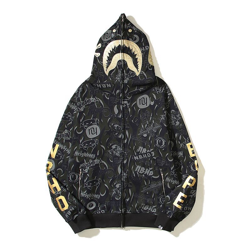 A BATHING APE エイプ シャーク パーカー美品 男女兼用 即購入可 ブラック*イエロー - メルカリ