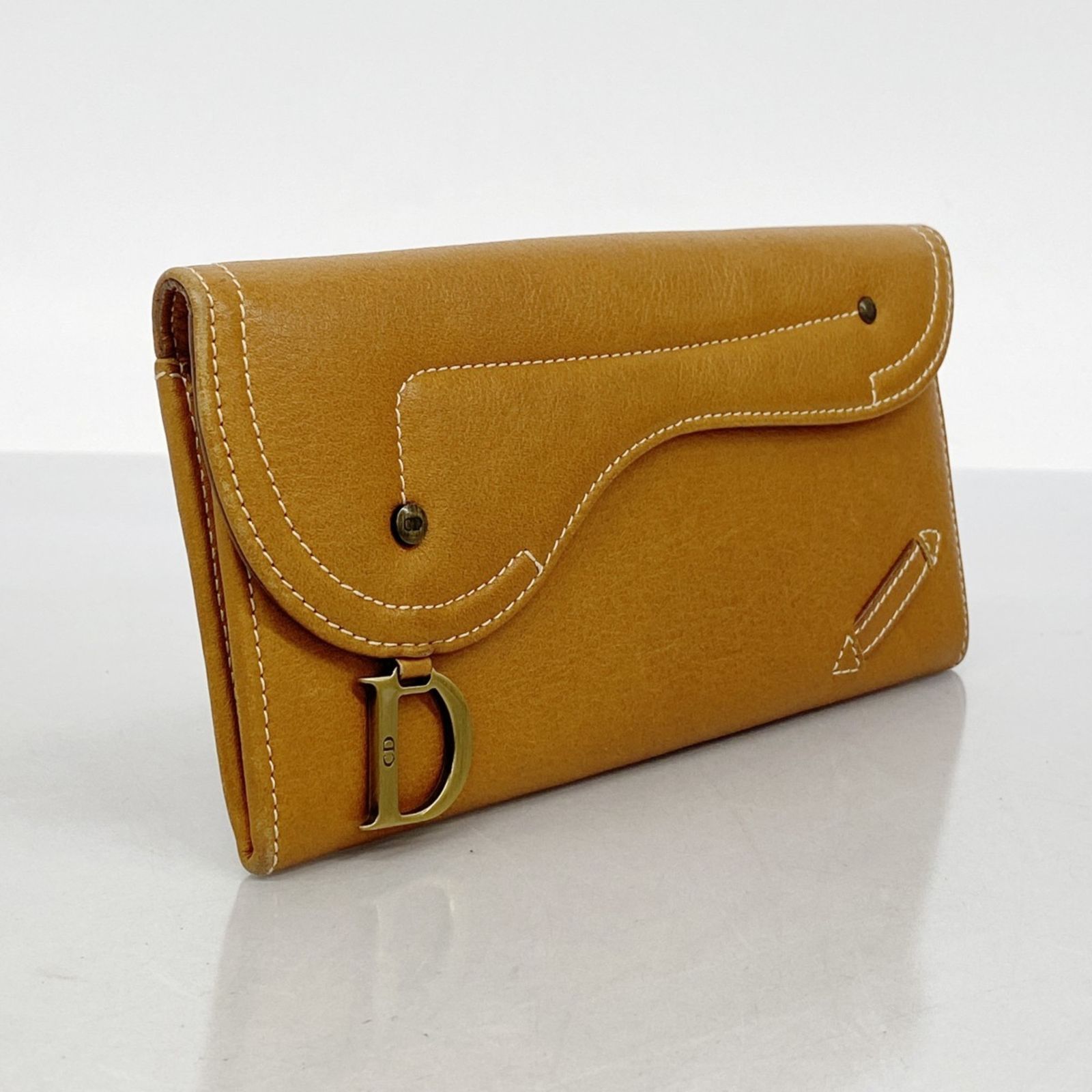 クリスチャン ディオール Christian Dior クリスチャンディオール 長財布 サドル レザー ブラウン レディース