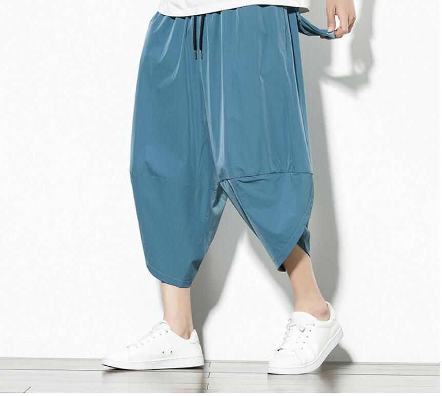 【涼感】アルベロベロ♥️ぶたさんワッペン　ネイビー系チェック　 サルエルパンツ 100-150cm/洗える/男女兼用】穿くだけで旬な着こなしに アソート