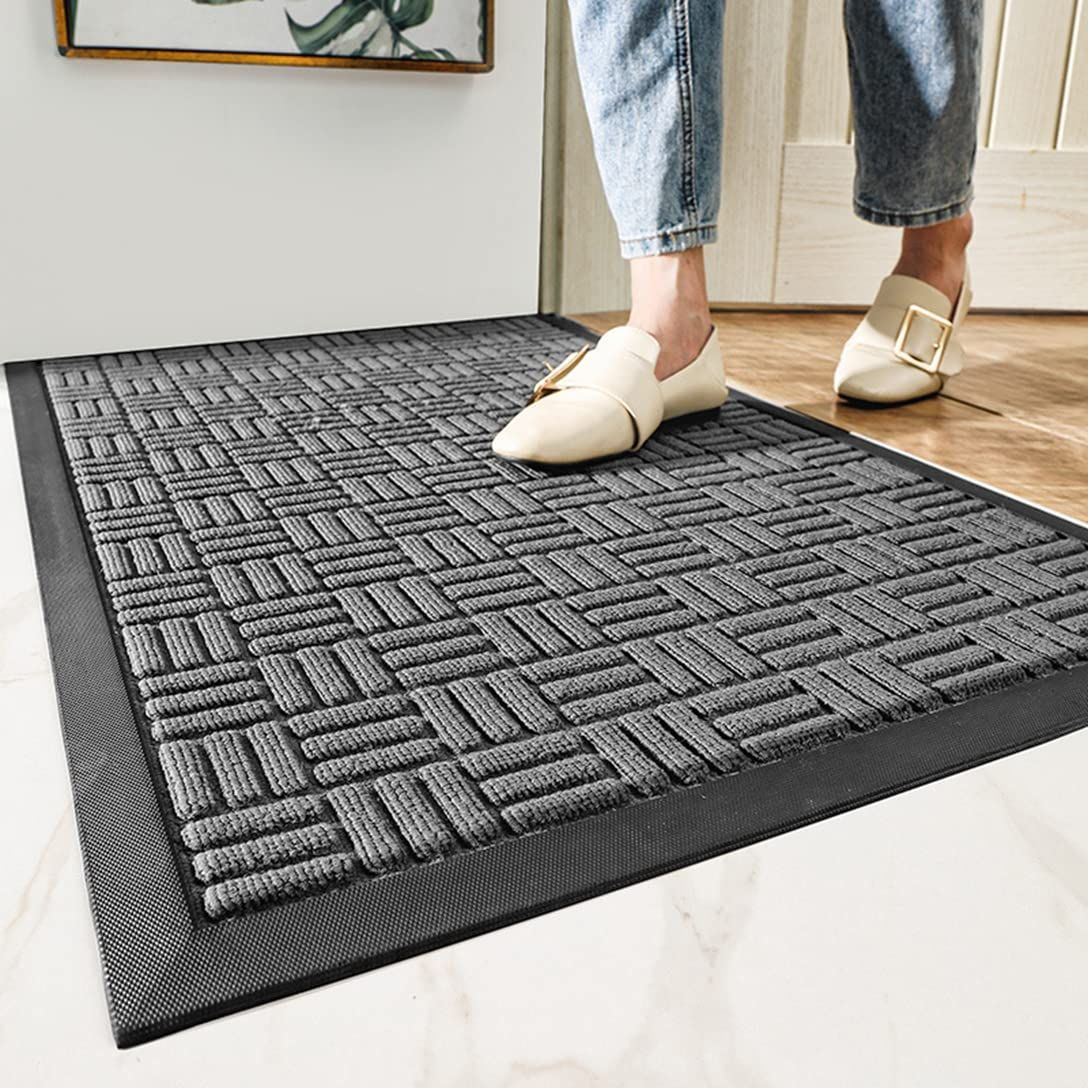 Size:60×120cm_Color:グレー 玄関マット 業務用 屋外 室内 滑り止め 泥落としマット 吸水 ドアマット 速乾 耐久性 スタンダードマット 洗える 事務所 家庭用 店舗 オフィス 屋内 会社 グレー60×120cm