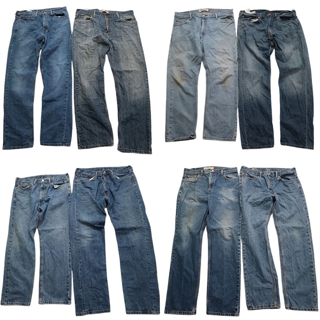 古着卸 まとめ売り リーバイス 505 デニム パンツ 8枚セット (メンズ 36 ) ストレート ライトブルー グランジ フェード 中古 古着 MY1818
