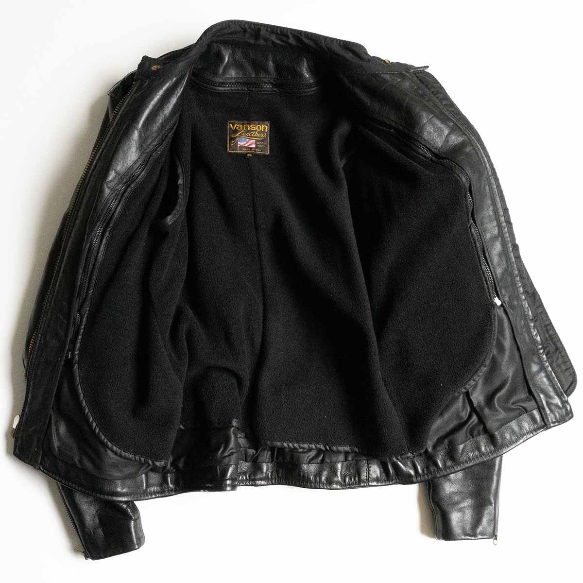 美品✨バンソン 【米国製】シングルライダース 34サイズ ブラック VANSON バンソン MODEL B シングル ライダース ブラック