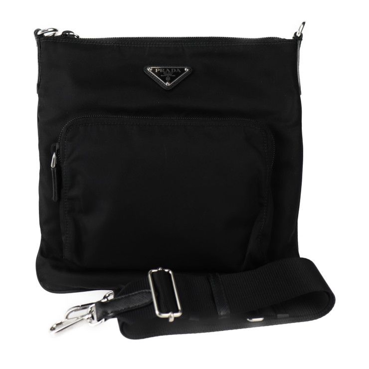 PRADA プラダ ショルダーバッグ 1BH716 ナイロン ブラック シルバー 