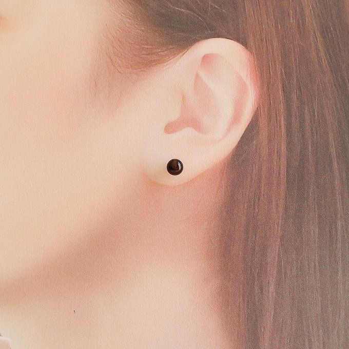 K18 スモーキークォーツ ラウンド 約5-5.5mm k18金スケルトンキャッチ付き スタッドピアス 直結タイプ 18金 NEXPOTALLINN_EU