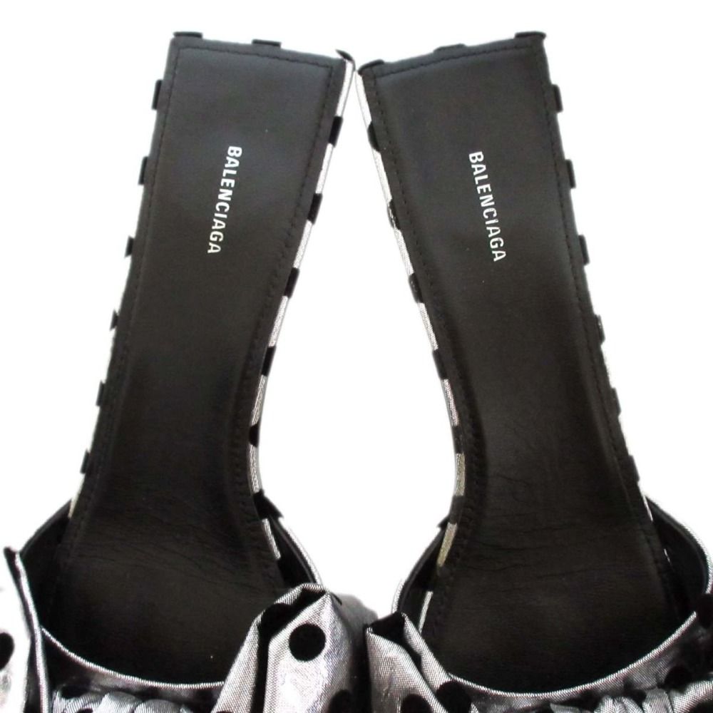 美品 BALENCIAGA バレンシアガ フロッキードット柄 リボン
