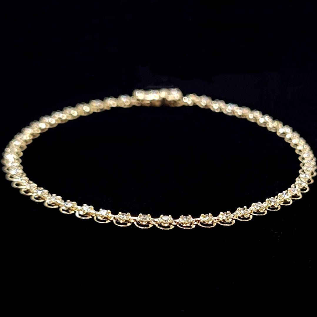 ギラギラ！新型1ct ダイヤモンド K18 YG テニス ブレスレット 18金